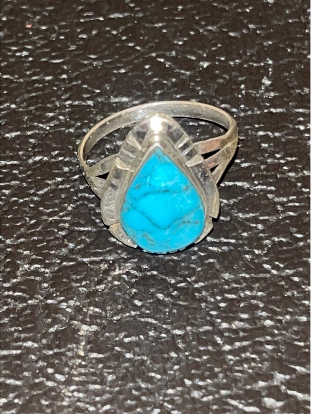 Zuni handmade multi stone cluster turquoise sterling silver inlay ring size 6